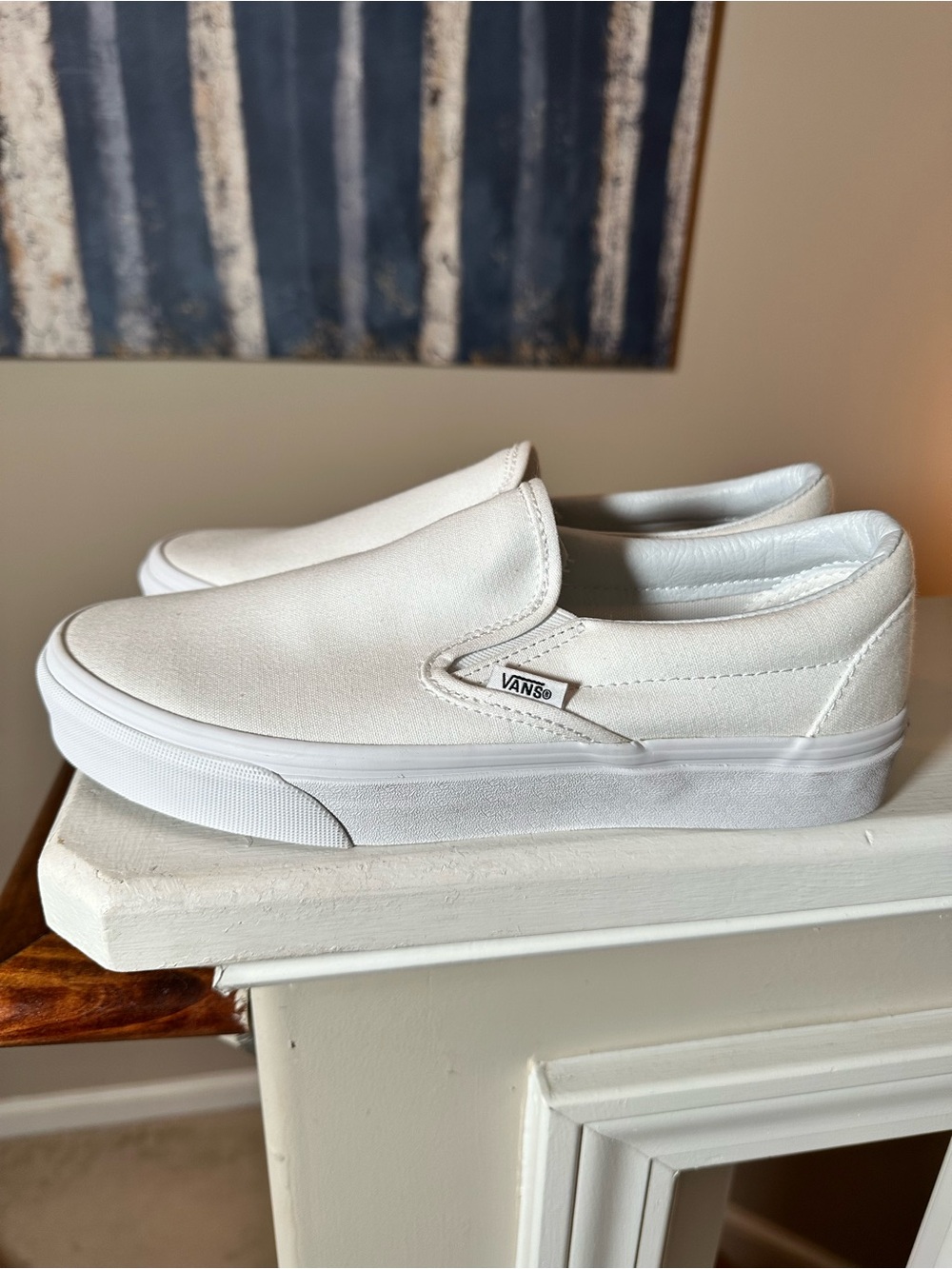 Vans White Classic Slip-On Canvas Loafers